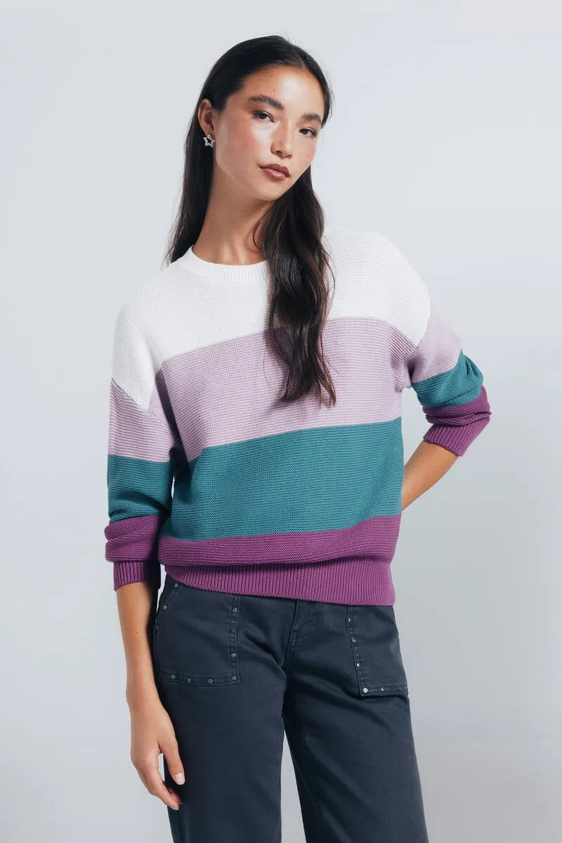 Cotton color block sweater