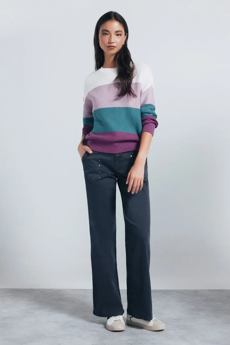 Cotton color block sweater