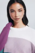 Cotton color block sweater