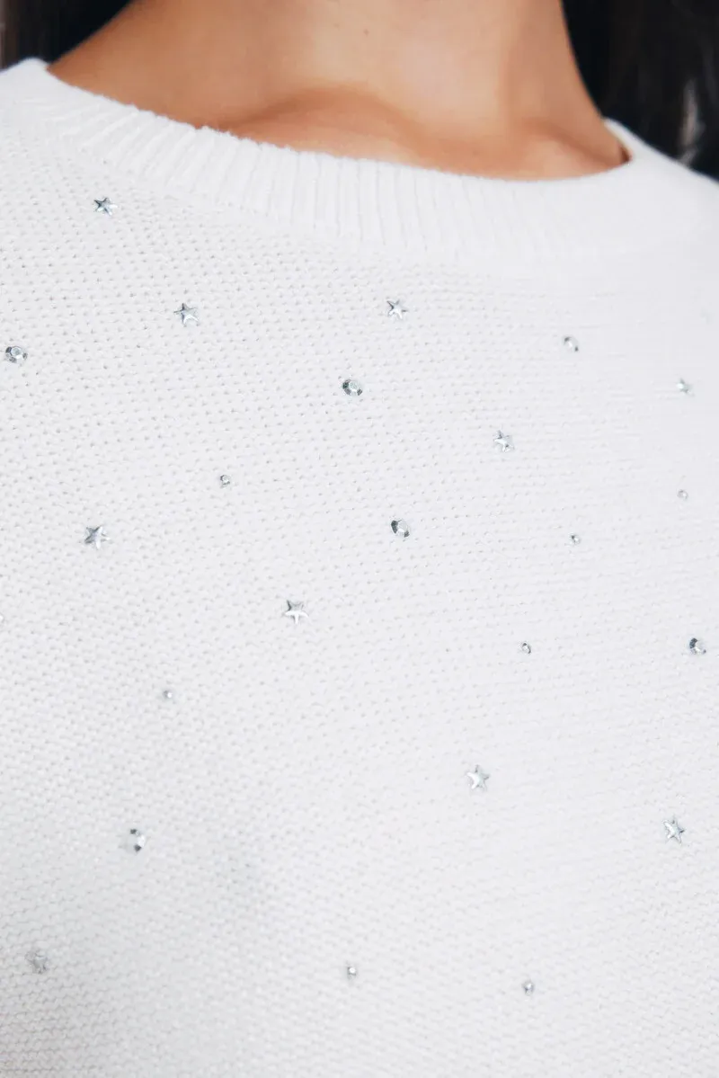 Gradient crystal studded sweater