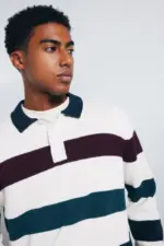 Striped polo neck sweater