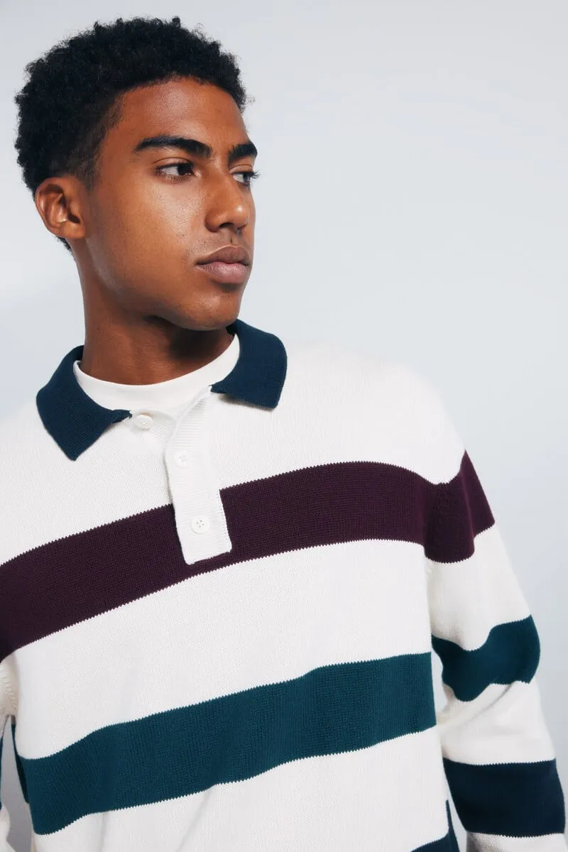 Striped polo neck sweater