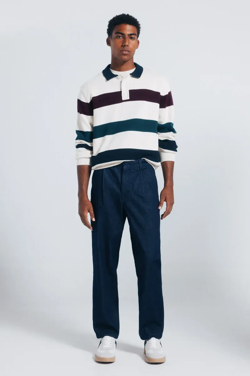 Striped polo neck sweater