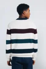 Striped polo neck sweater