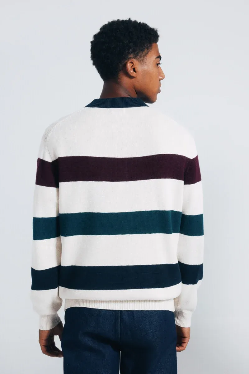 Striped polo neck sweater