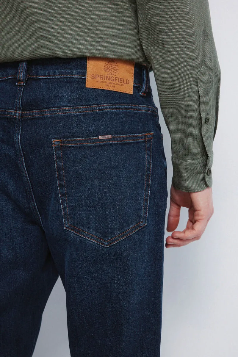 Dark wash straight fit jeans