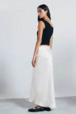 Satin midi skirt