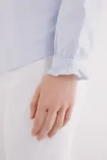 Oxford blouse with ruffle collar