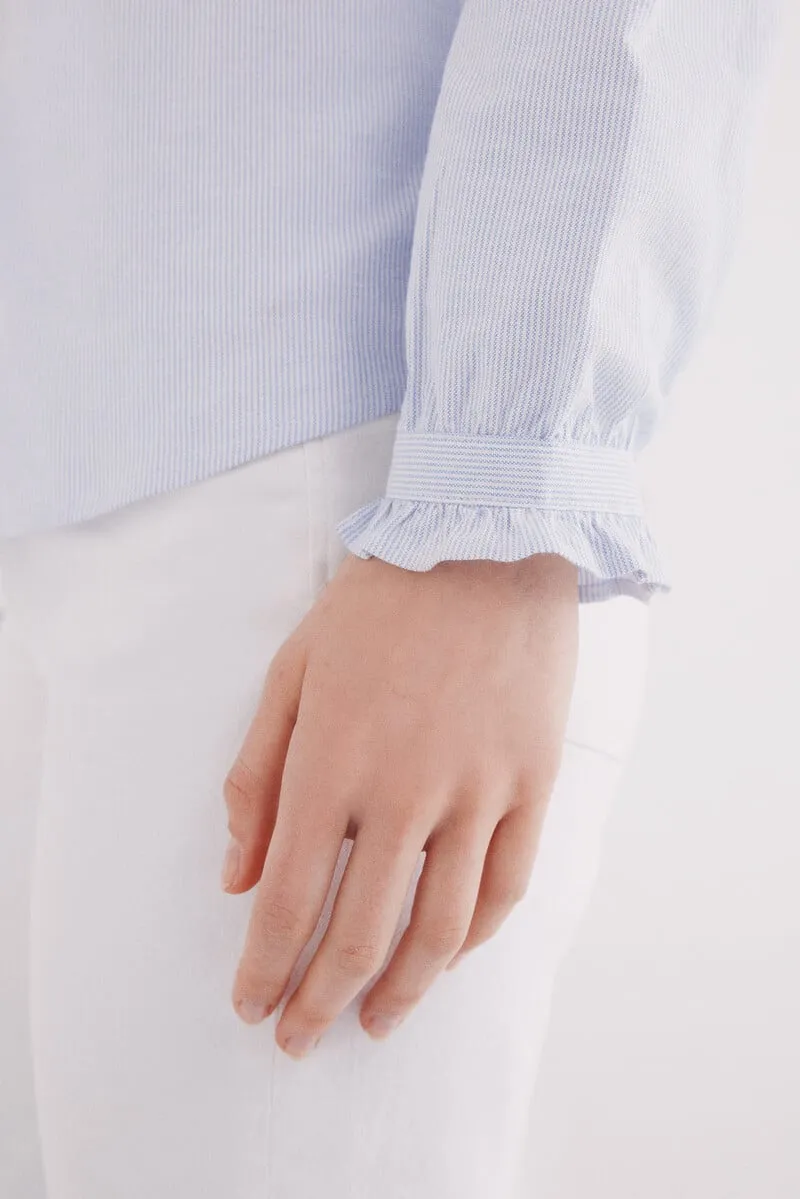 Oxford blouse with ruffle collar