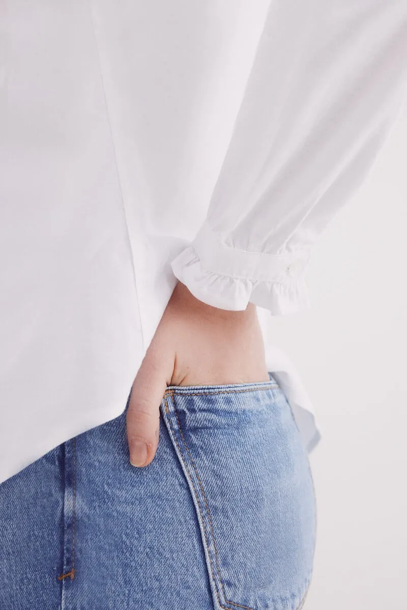 Oxford blouse with ruffle collar