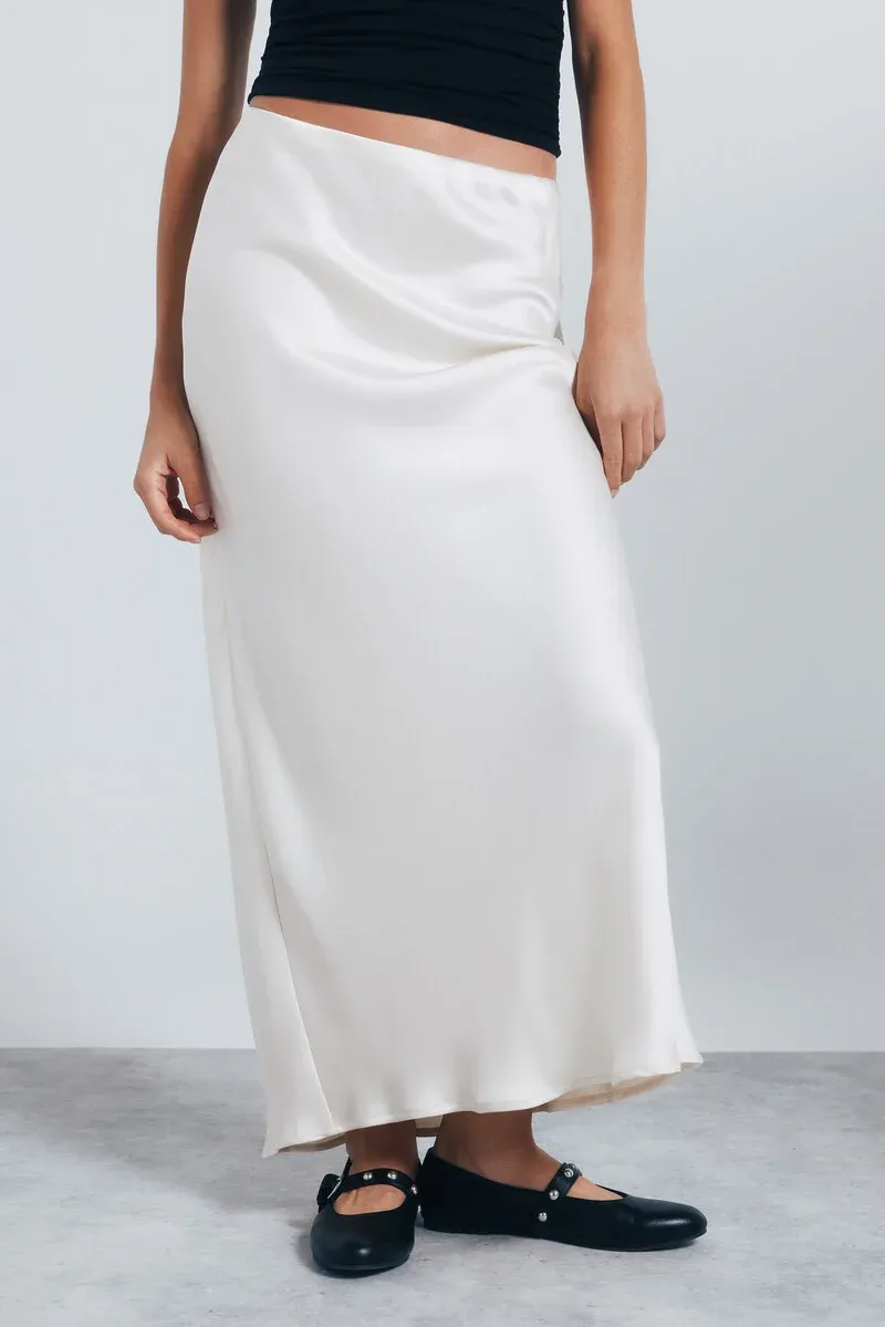 Satin midi skirt