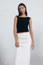 Satin midi skirt
