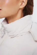 Padded jacket with recycled polyester hood