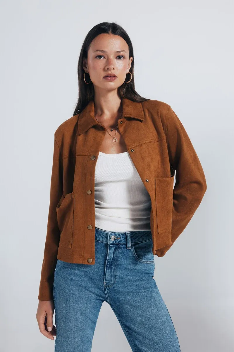 Suede pocket jacket