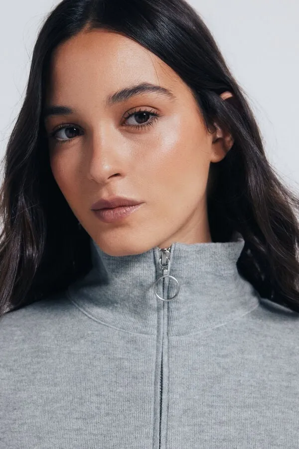Zip-up turtleneck sweatshirt