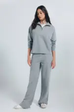 Zip-up turtleneck sweatshirt