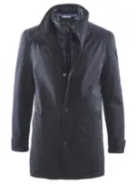 Cabano Wool Look Overcoat Navy