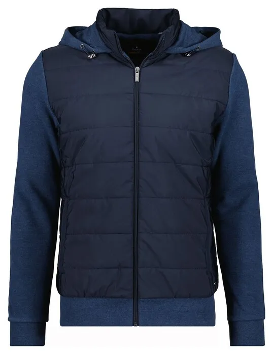 Ragman Cardigan Hoodie Nylon Front Vest in color Dark Blue