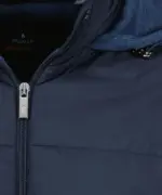 Ragman Cardigan Hoodie Nylon Front Vest in color Dark Blue