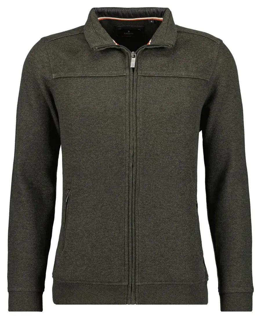 Ragman Sweat Jacket Stand Up Zip Collar Cardigan