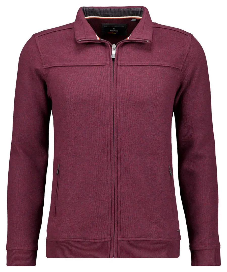 Ragman Sweat Jacket Stand Up Zip Collar Cardigan