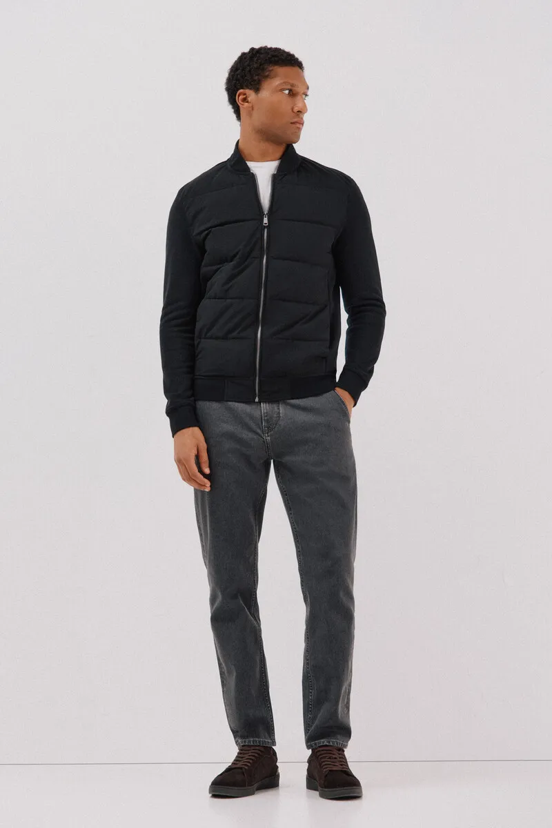 Combined fabric bomber jacket | Men's jackets