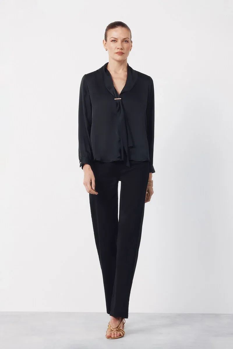 Satin blouse with bow