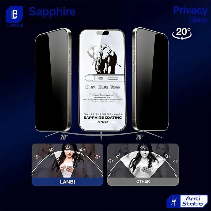 حماية شاشة زجاج LANBi Sapphire الخصوصية لأجهزة الأيفون