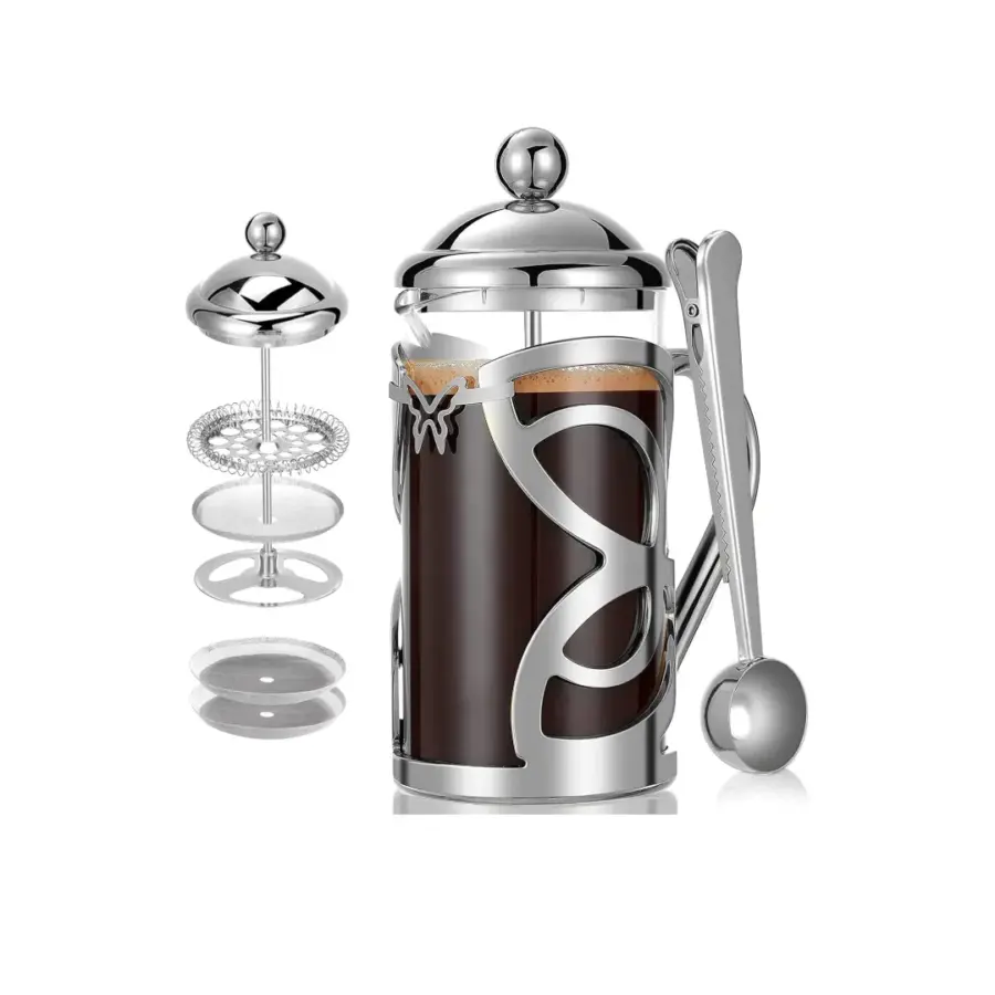 ابريق قهوة زجاج مع ستانلس + مصفاية ضغط 10-1219 Coffee Plunger
