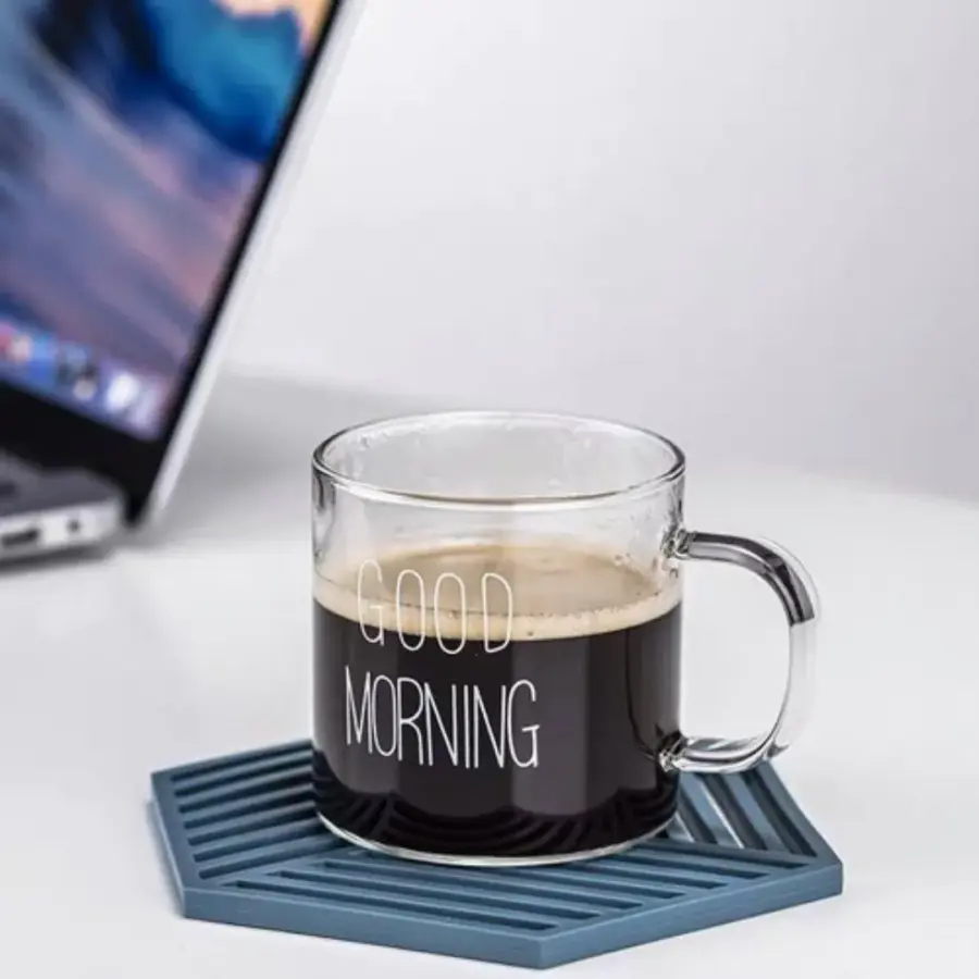 فناجين قهوة اسبرسو بيد زجاج شفاف GOOD MORNING 1083-7