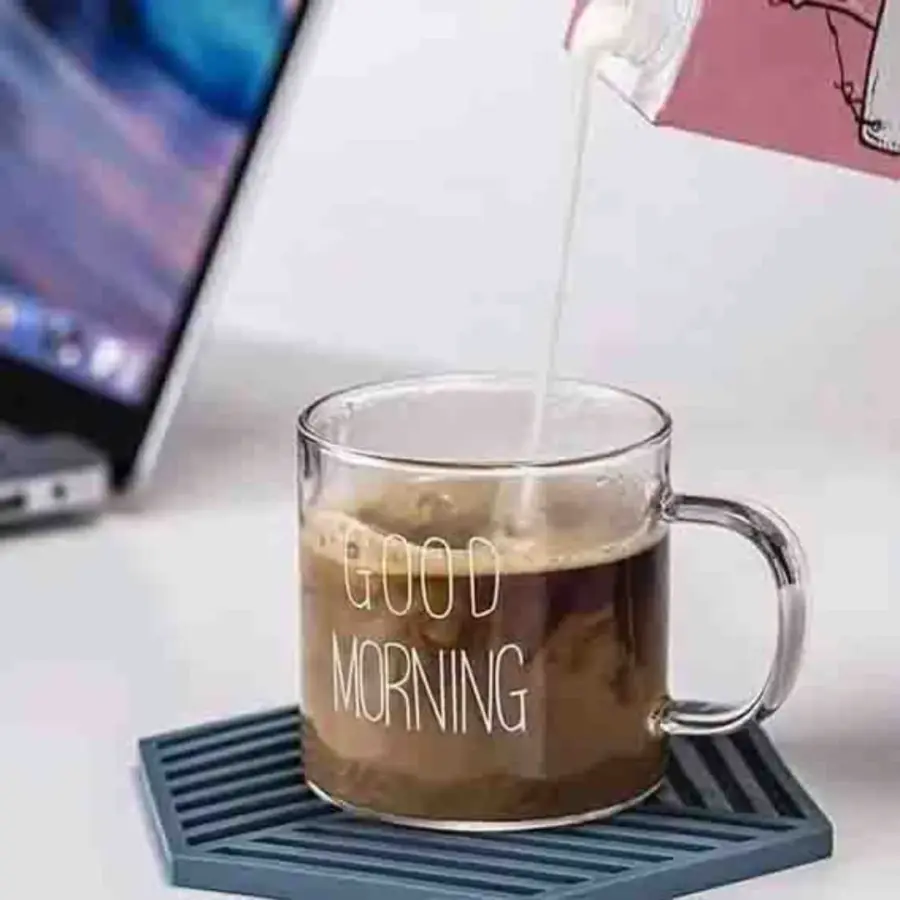فناجين قهوة اسبرسو بيد زجاج شفاف GOOD MORNING 1083-7