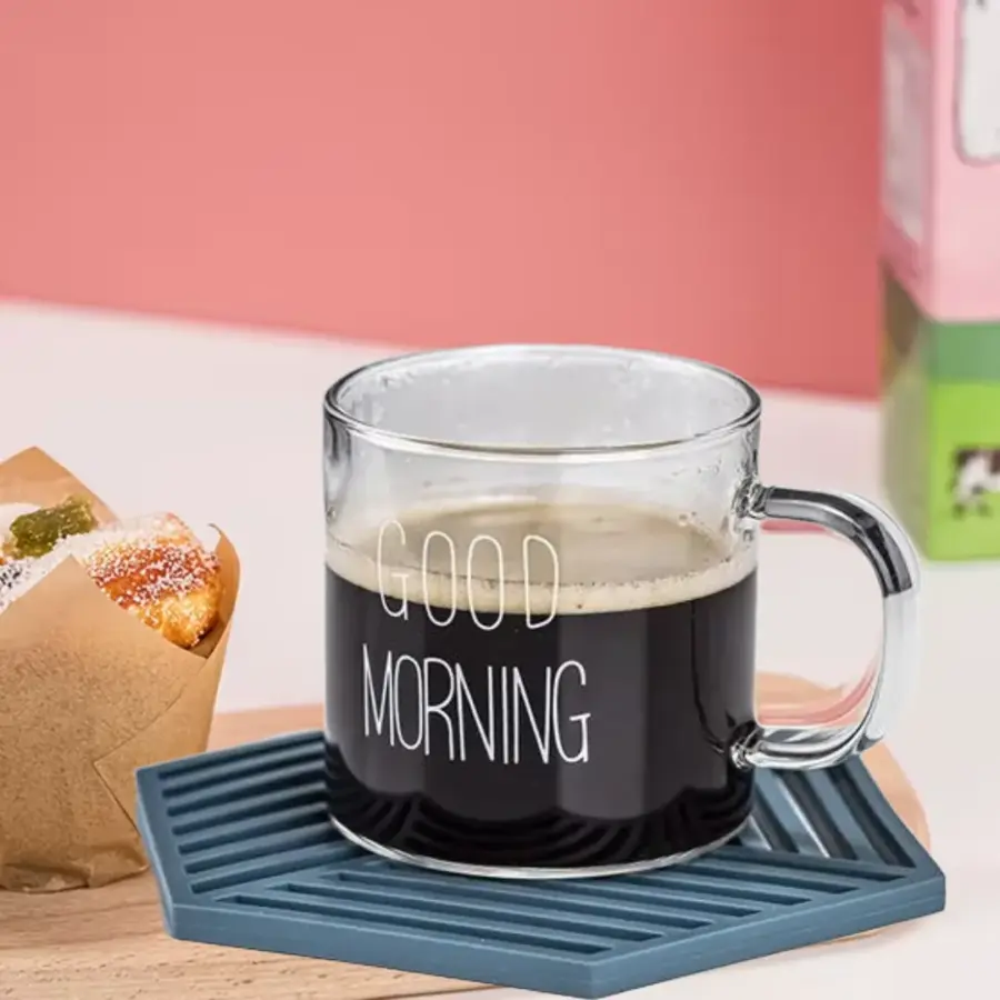 فناجين قهوة اسبرسو بيد زجاج شفاف GOOD MORNING 1083-7