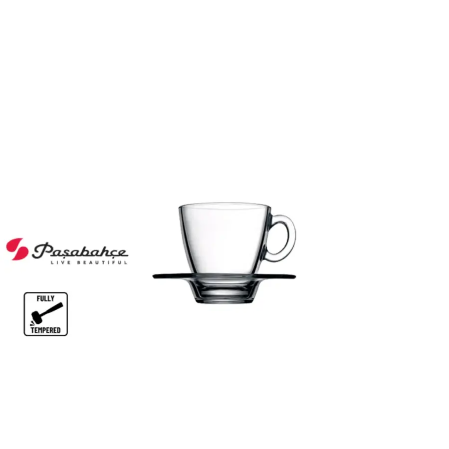 طقم شاي مع صحون اكوا 215cc سادة 95040