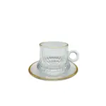 طقم فناجين شاي 6+6 زجاج محزز مذهب CS-058C