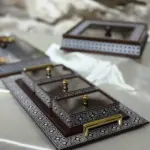 مضيفة خشب مستطيل 3 خانات غطاء اكراليك 3-400
