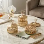 طقم مضايف معدن و زجاج دائري 3 قطع 5-688