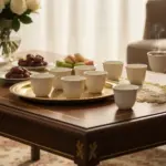 طقم فناجين قهوة سادة ابيض حز مذهب 10-616