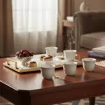طقم فناجين قهوة سادة ابيض حز مذهب 11-616