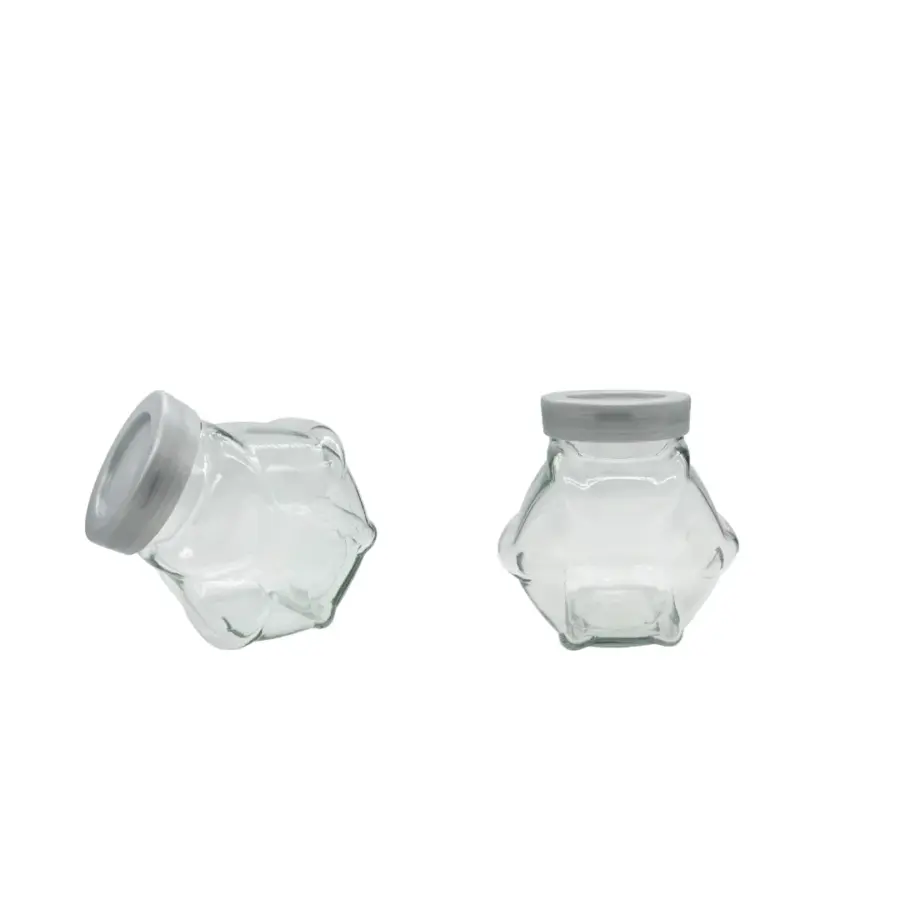 مرتبان زجاج مايل مضلع  1 لتر