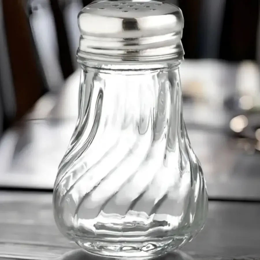 مملحة زجاج مدور مموج غطاء ستانلس