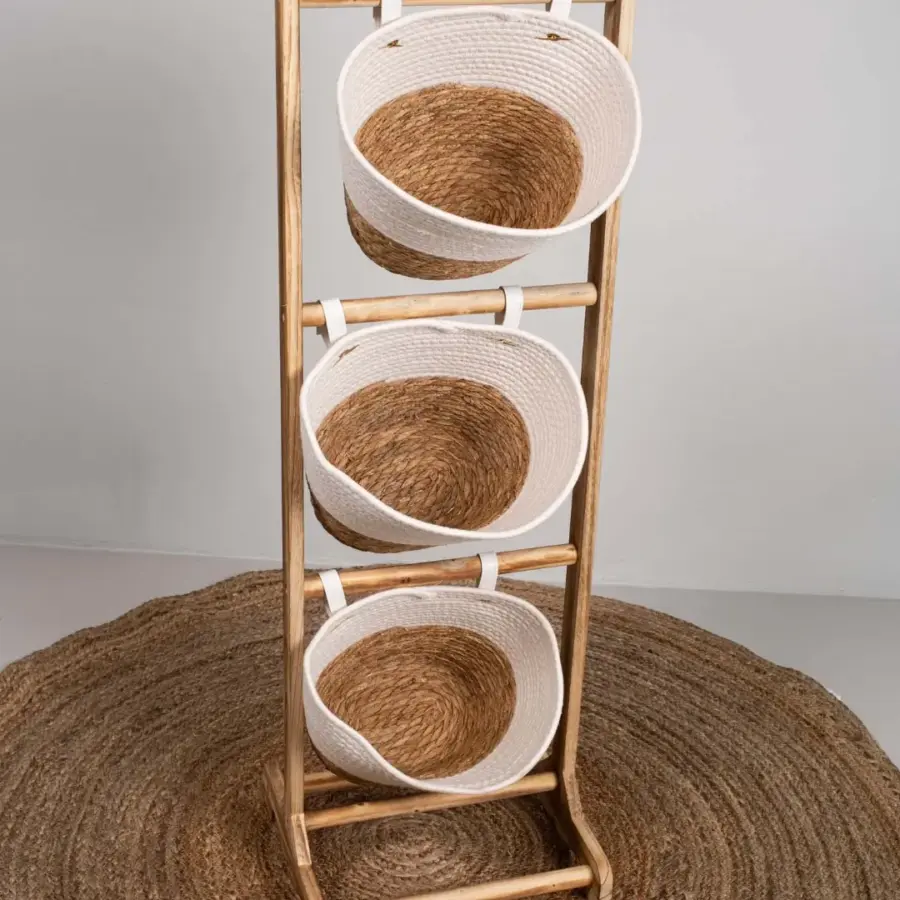 ستاند سلال قش / 3 ابيض و بيج115 سم 3-716