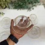 طقم صحون و زبادي6+6 زجاج محزز مذهب 2-618