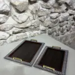 طقم صواني خشب نقشة سوري /2 سفح 5-400