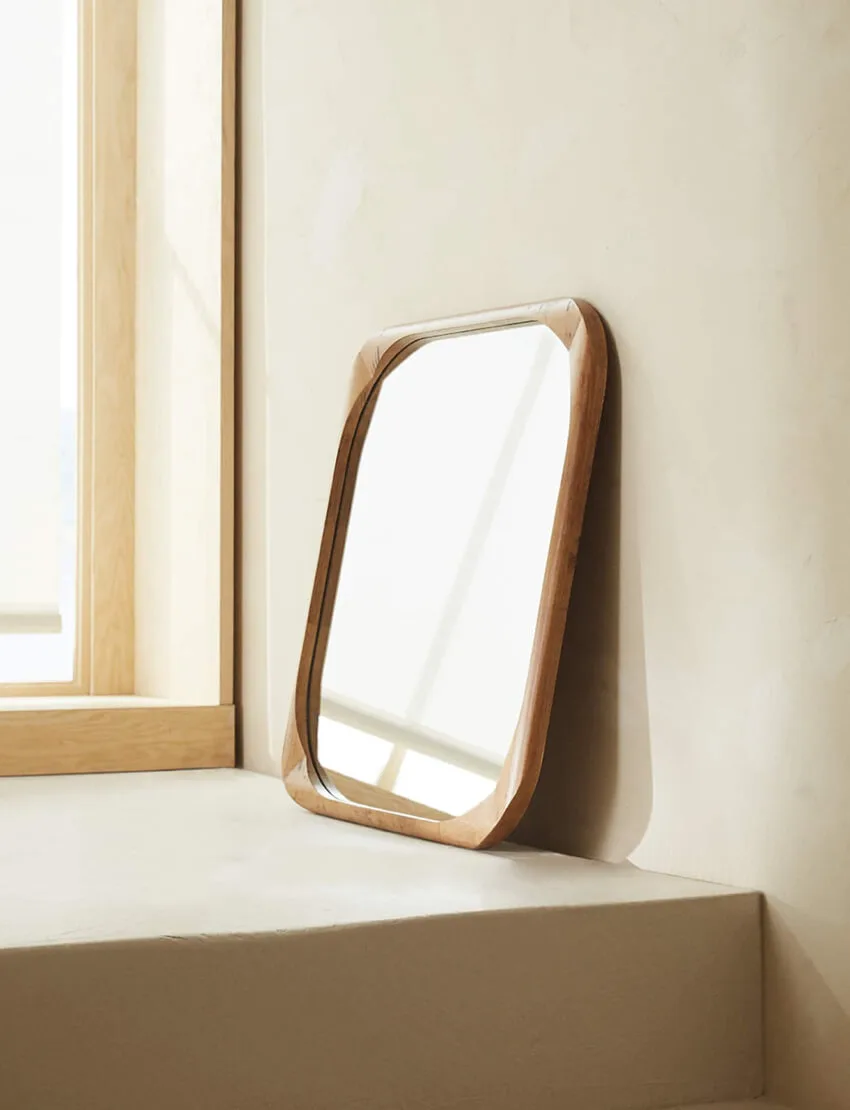 مرآة خشبية مربعة | Square Wood Mirror